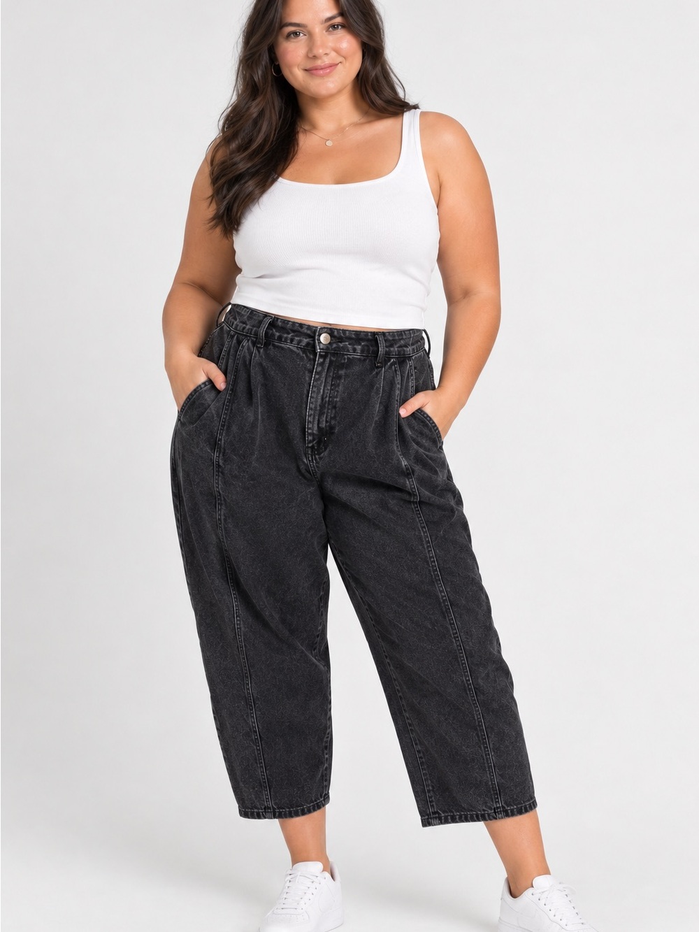 Roucha Delen Denim Vintage Black Relaxed Black Jeans with Built-In Belt